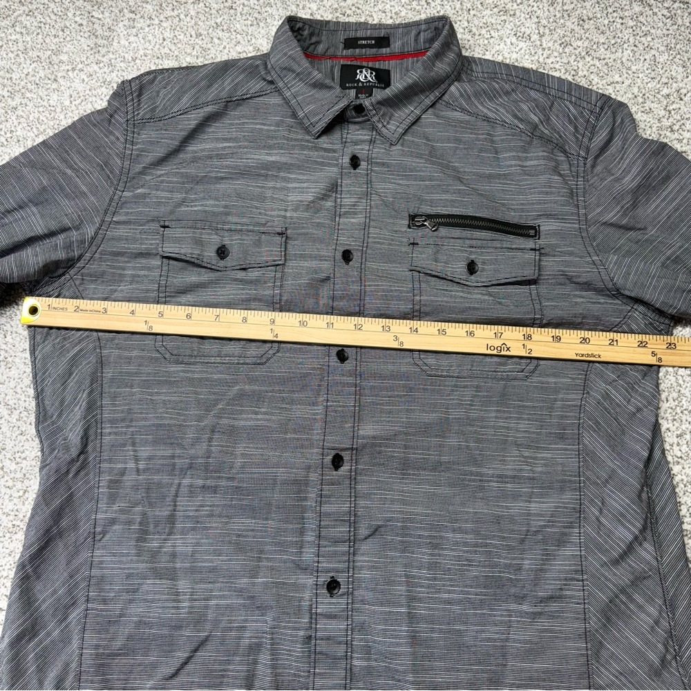 Men’s Gray and White Striped Rock & Republic‎ Button-Down Stretch Shirt Size L - Picture 9 of 9